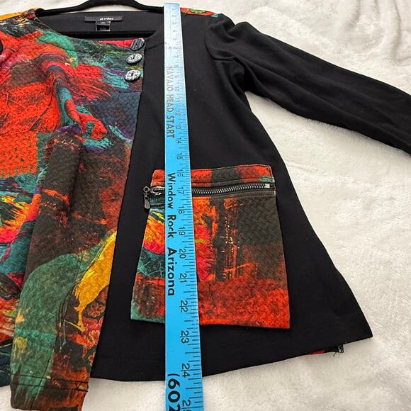 Ali Miles Top Women's PM‎ Colorful Art Art-to-Wear Boho Abstract Asymmetrical - Picture 8 of 9